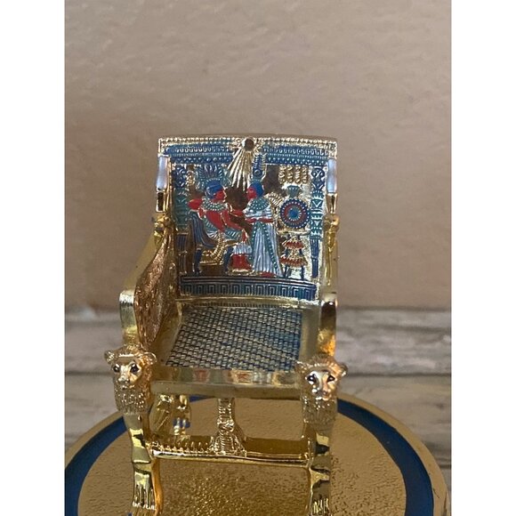 Franklin Mint “The Throne” Tutankhamun Egyptian Miniature w/ Glass Dome - Picture 5 of 14